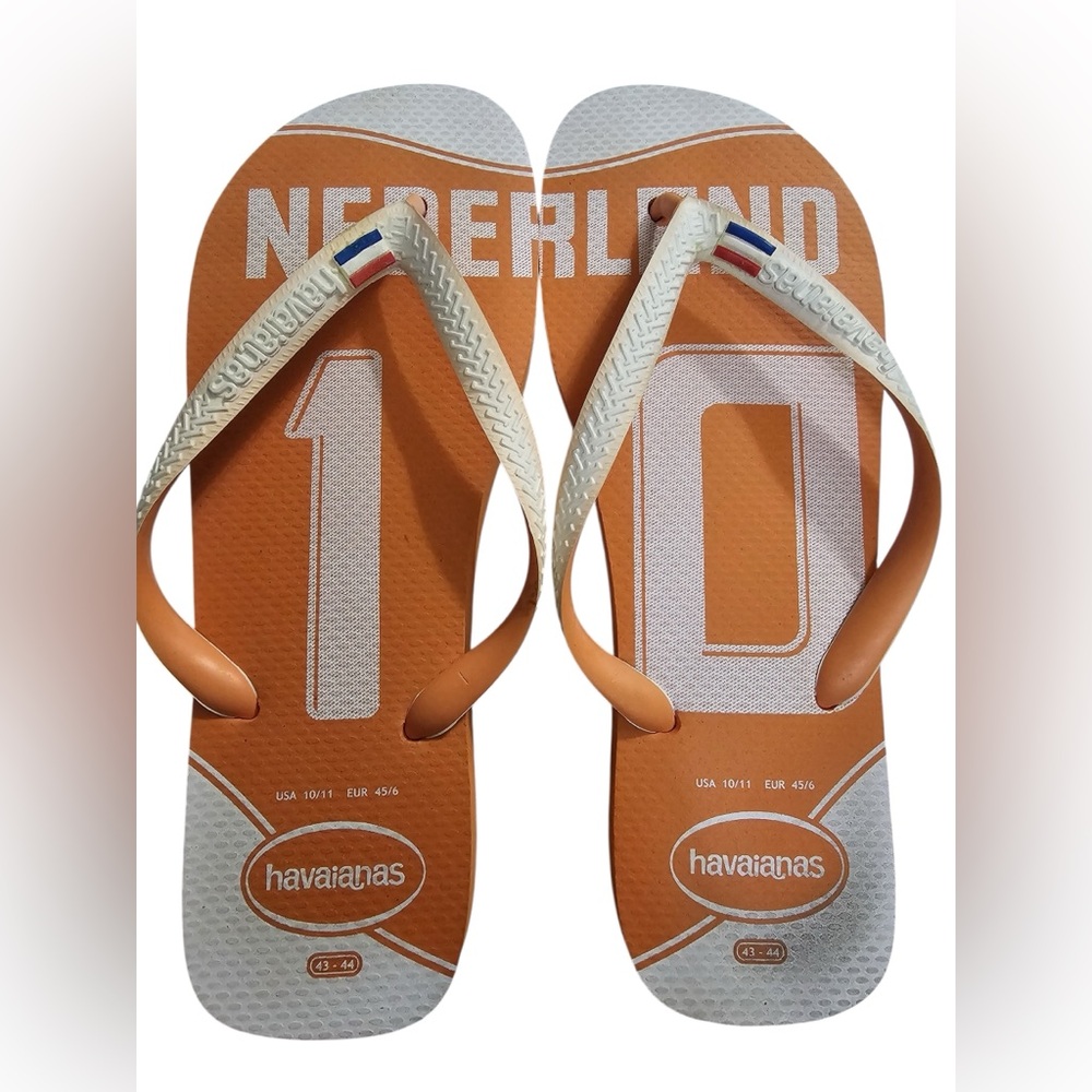 Havaianas Orange and White Flip Flops Netherland team